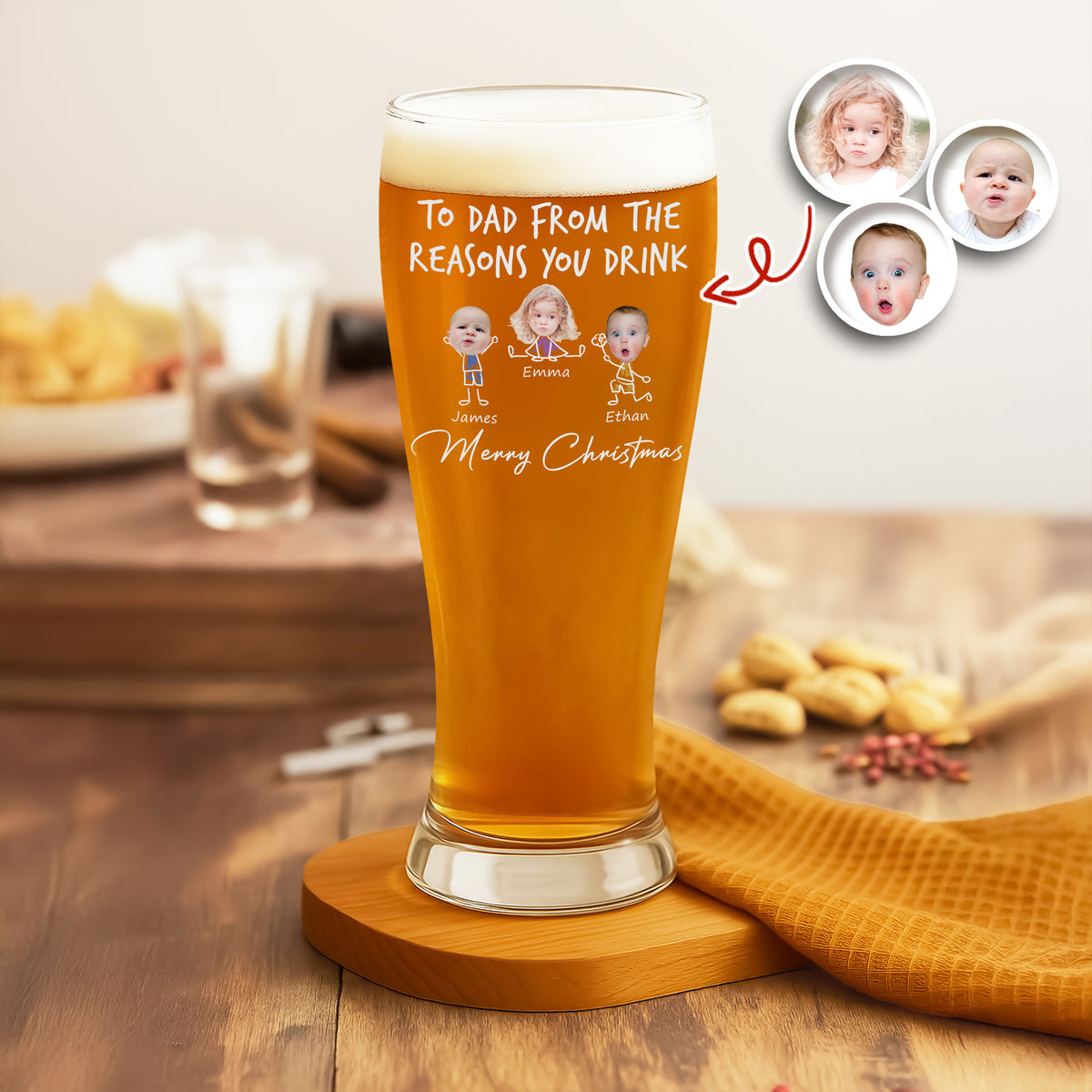 Custom Photo To Dad From The Reasons You Drink Pilsner Glass HA75 892752