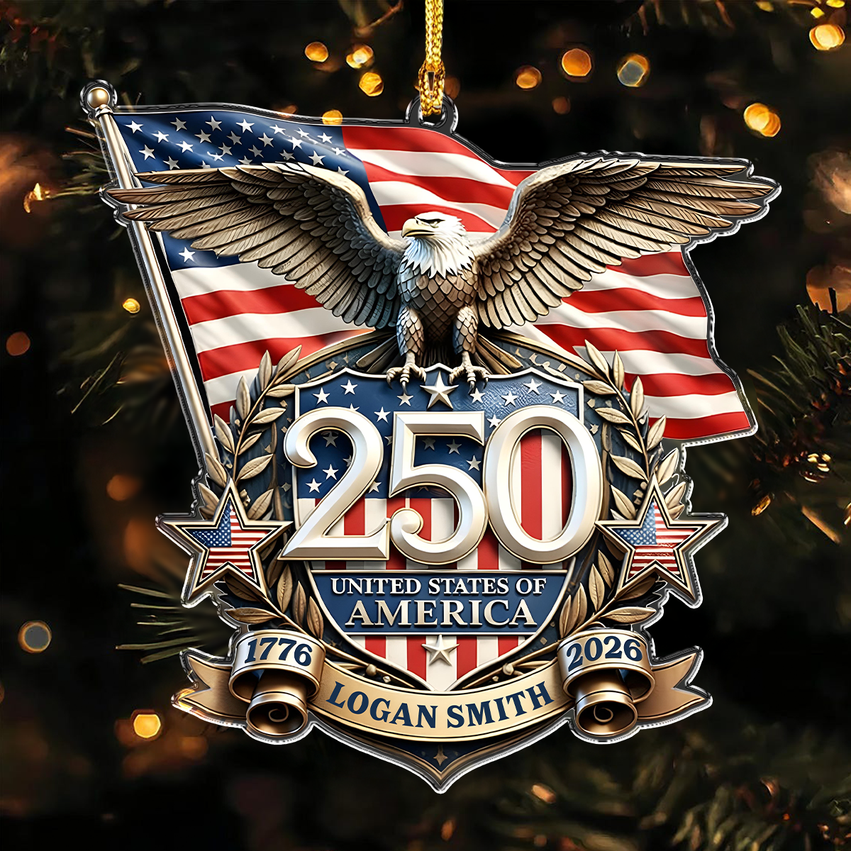 Personalized America 250th Anniversary Patriot Eagle Acrylic Ornament HO82 903400