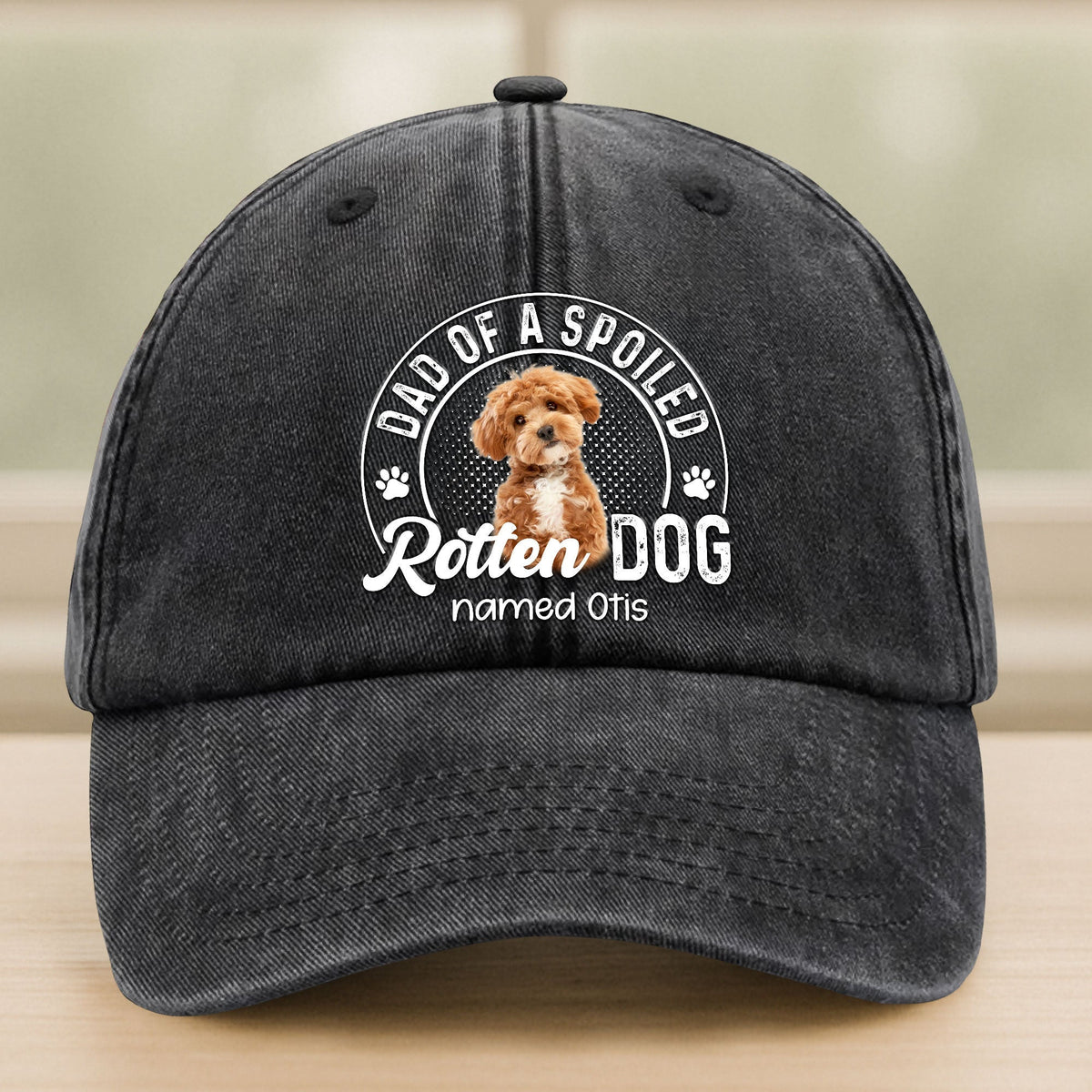 Dad Of A Spoiled Rotten Dog Custom Dog Photo Washed Denim Baseball Cap CH07 895860