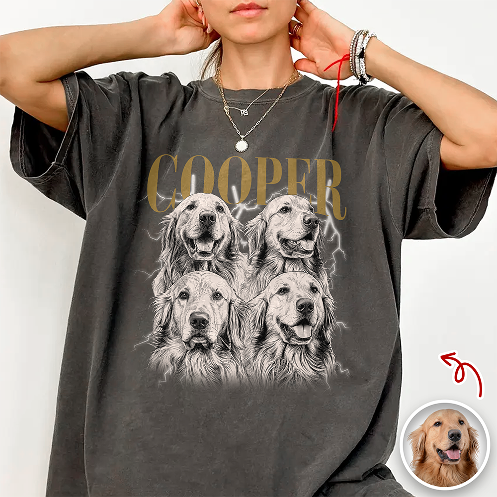 Custom Vintage Dog Photo Comfort Shirt - Personalized Gift for Dog Lovers CH07 180100