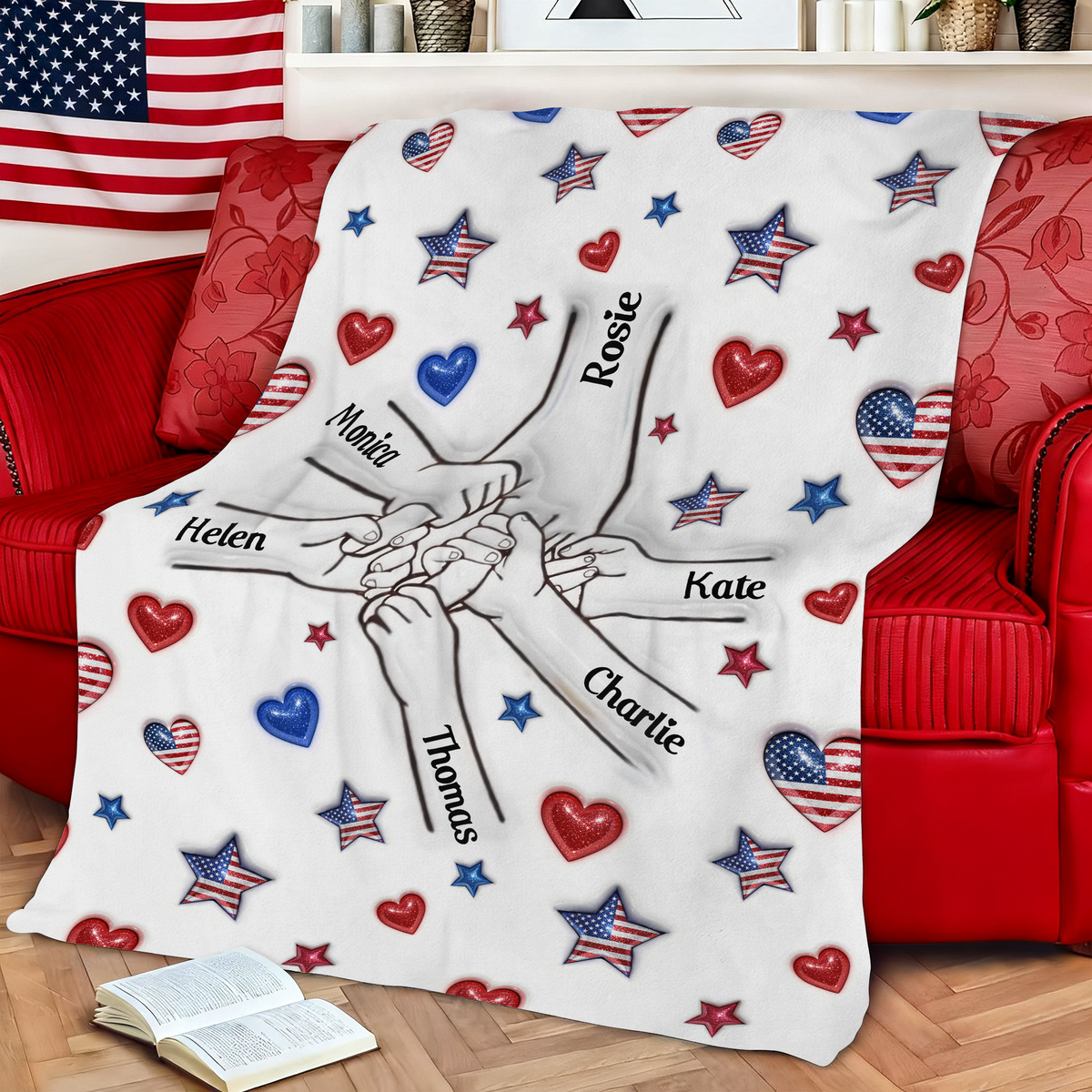 Forever Connected, Hand in Hand - Family Personalized 3D Inflated Effect Printed Blanket HA75 920382