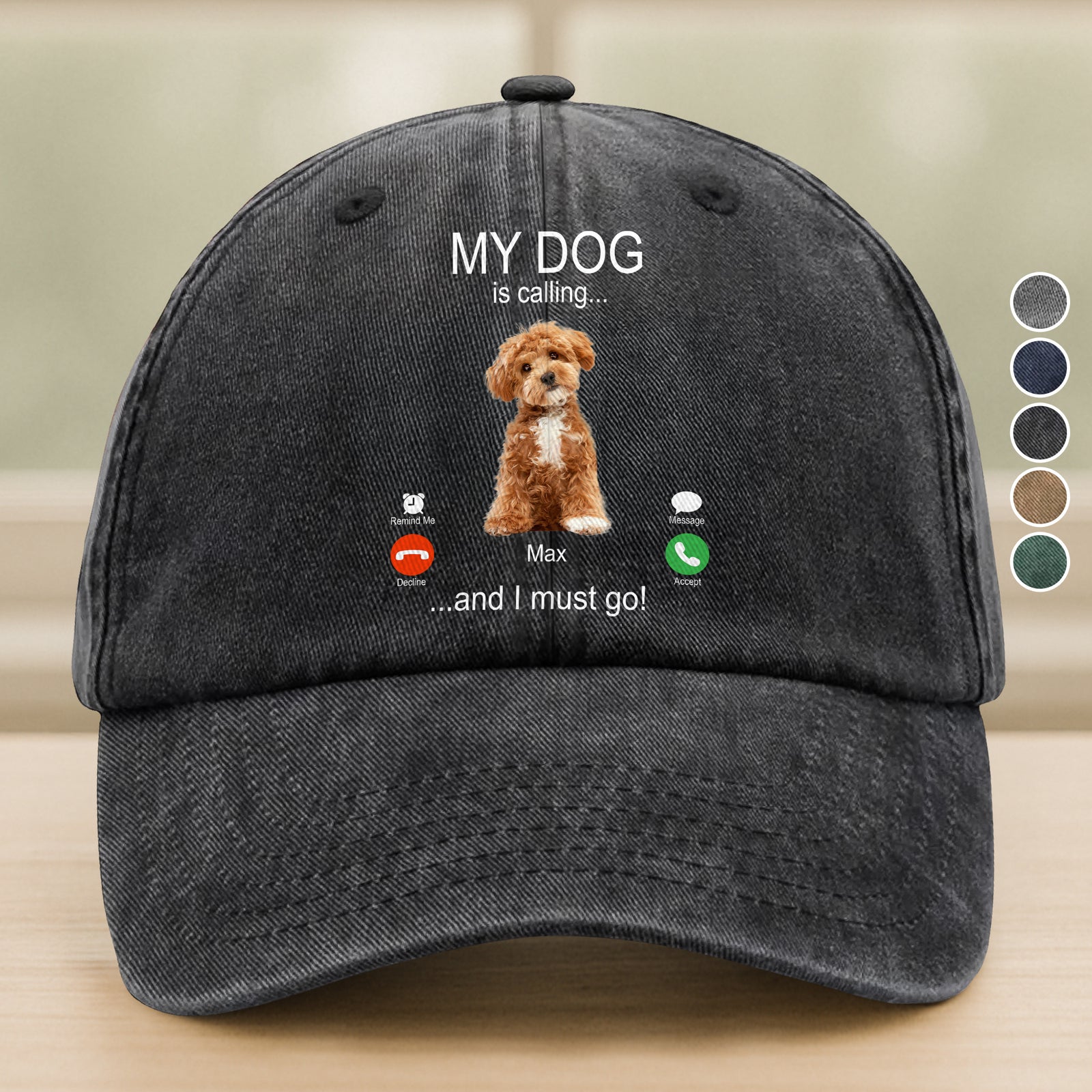 Custom Photo My Dog Is Calling Washed Denim Baseball Cap For Dog Lovers LM32 895113