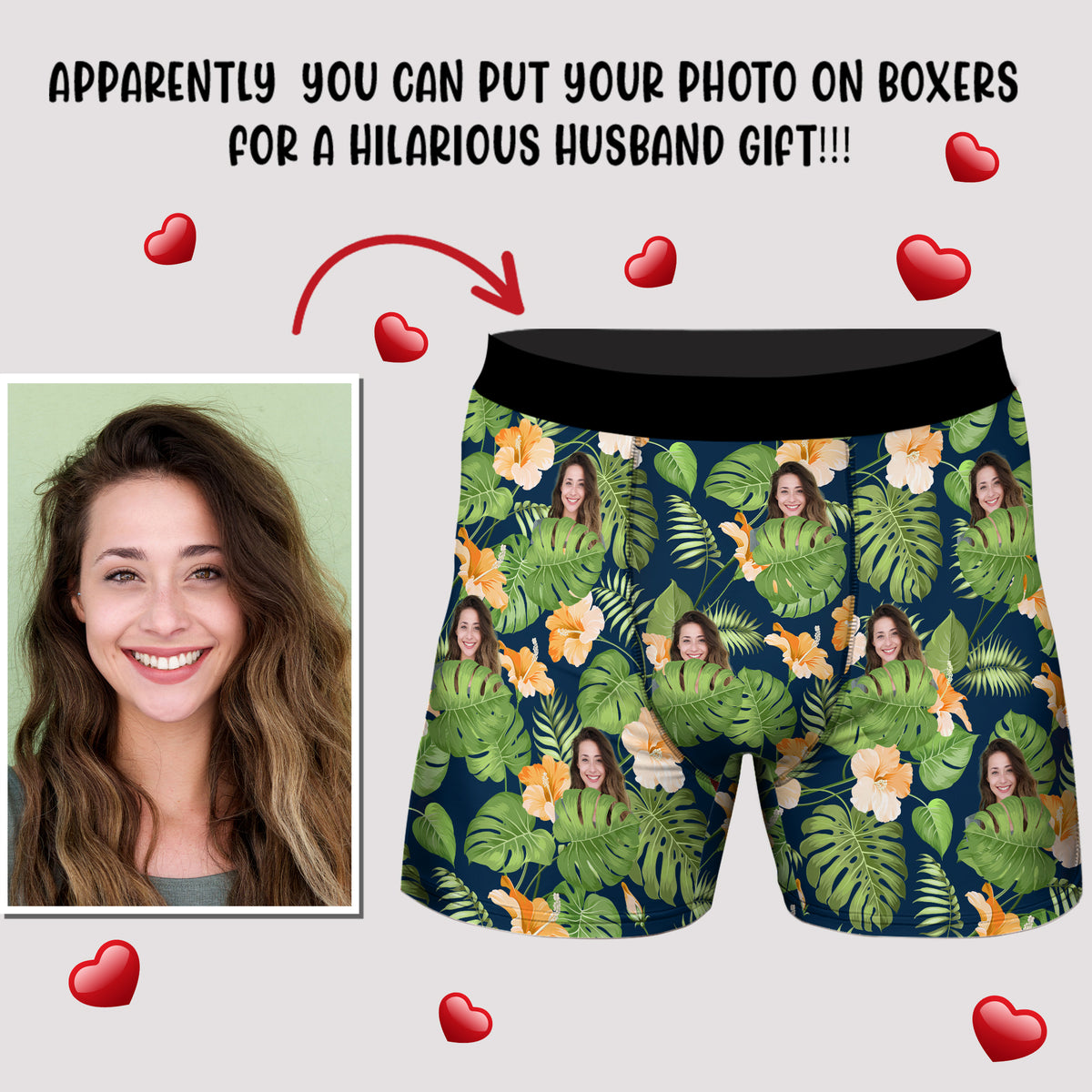 Custom Photo Tropical Floral Boxers - Personalized Gift For Husband, Boyfriend TH10 169705
