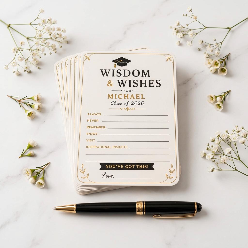 Wisdom & Wishes Graduation Advice Cards Class of 2026 Graduation Party Keepsake CH07 911348