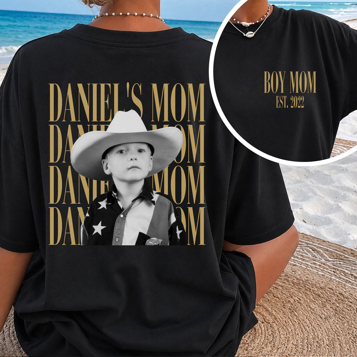 Personalized Vintage Photo Dad, Mom, Grandpa, Grandma Family Front & Back Dark Shirt HA75 921572