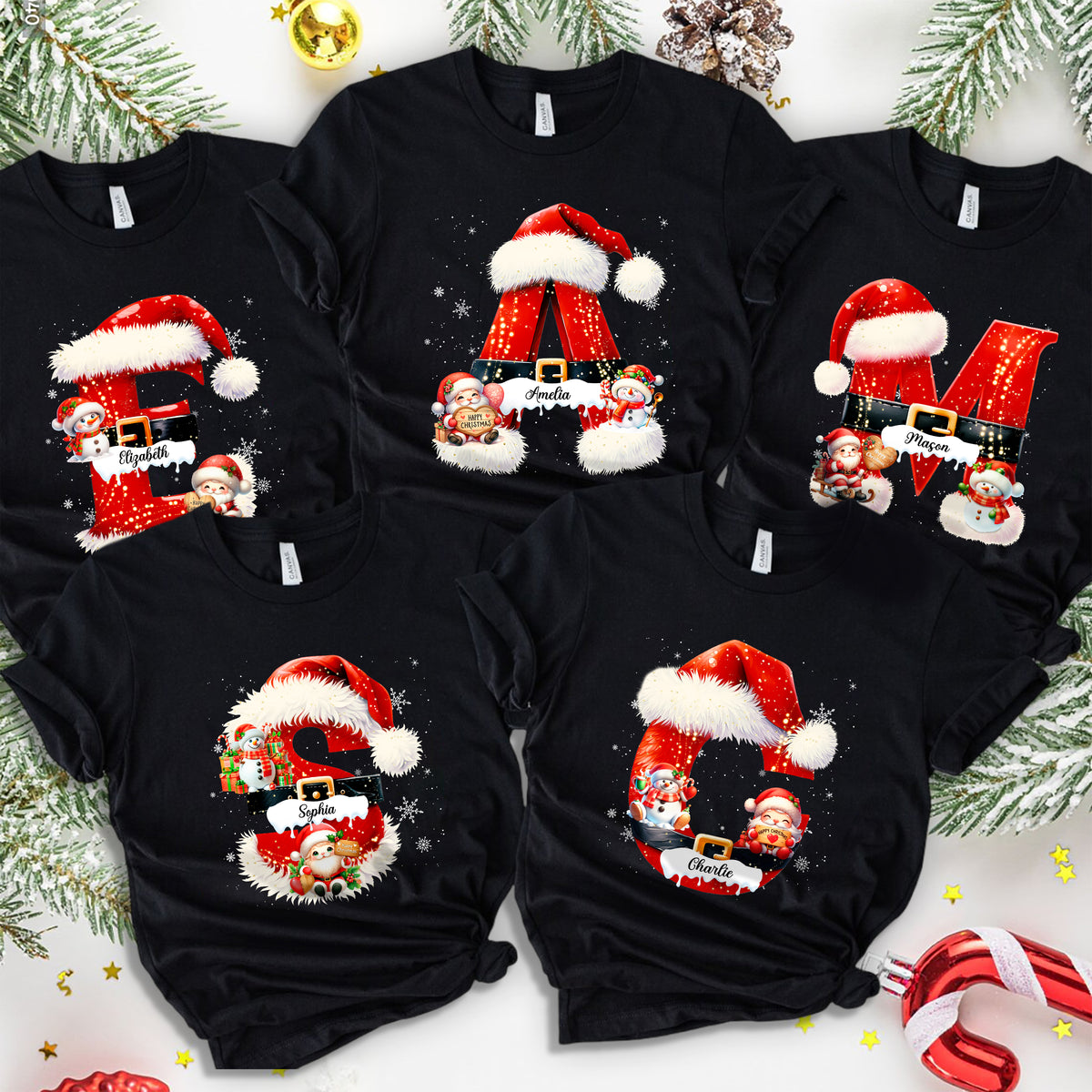 Custom Name With Santa Icon Christmas Family Matching Shirt CH07 896732