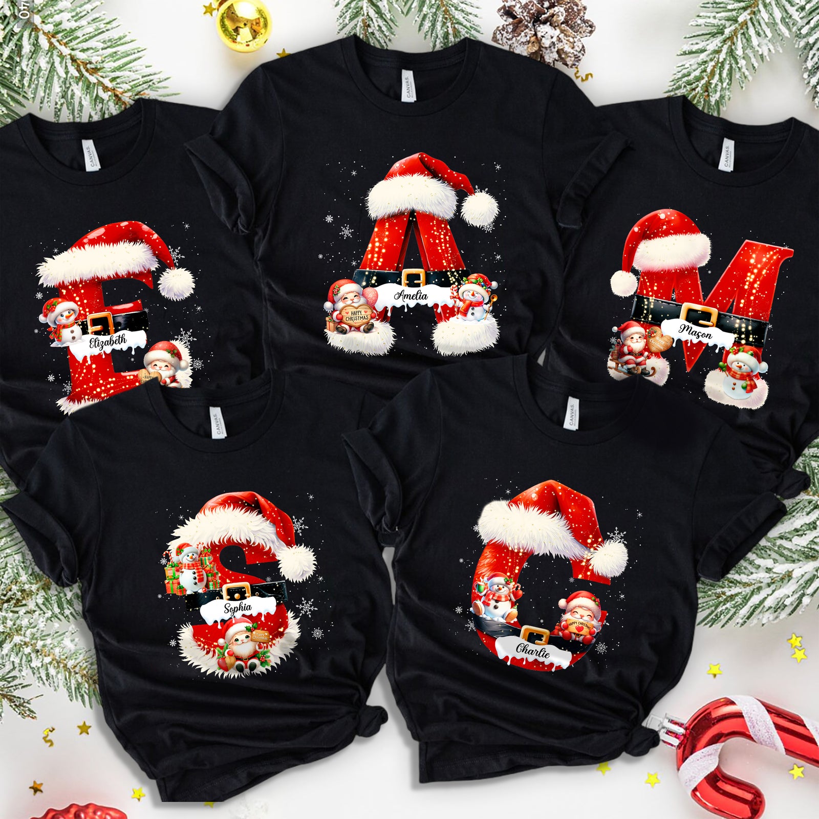 Custom Name With Santa Icon Christmas Family Matching Shirt CH07 896732