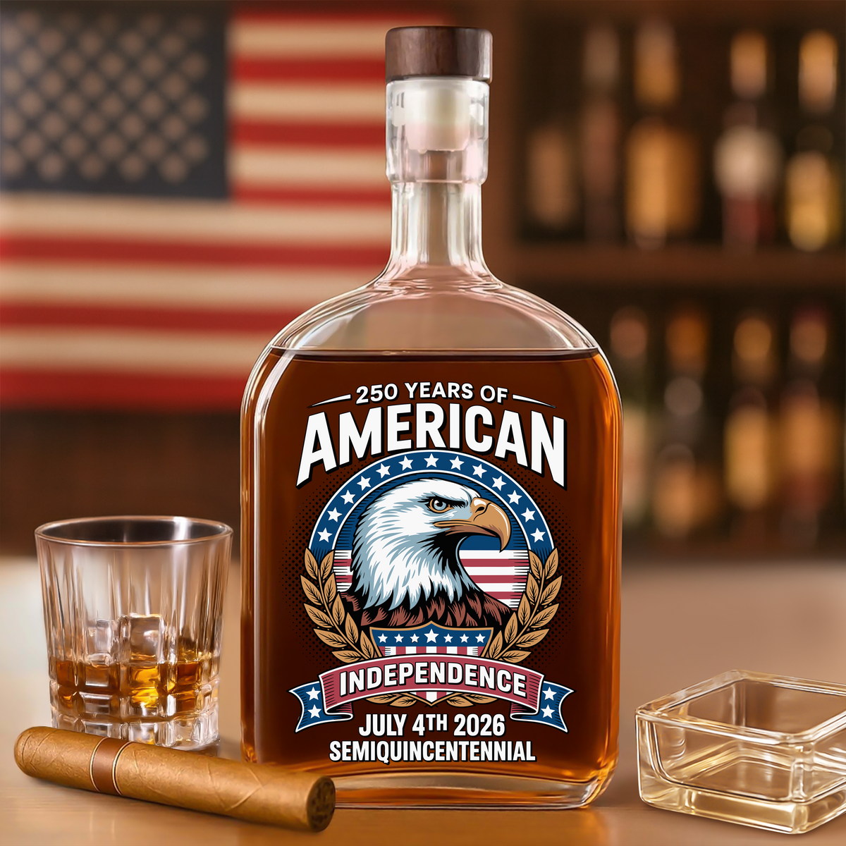 American 250 Years Independence Eagle - July 4th 2026 Whiskey Bottle LM32 895251