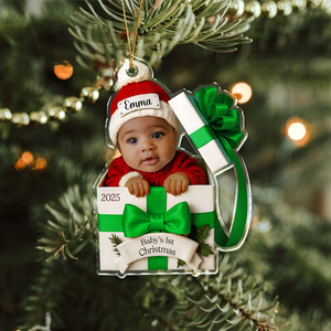 Custom Photo Baby Christmas Gift Box 2D Flat Acrylic Ornament LM32 897211