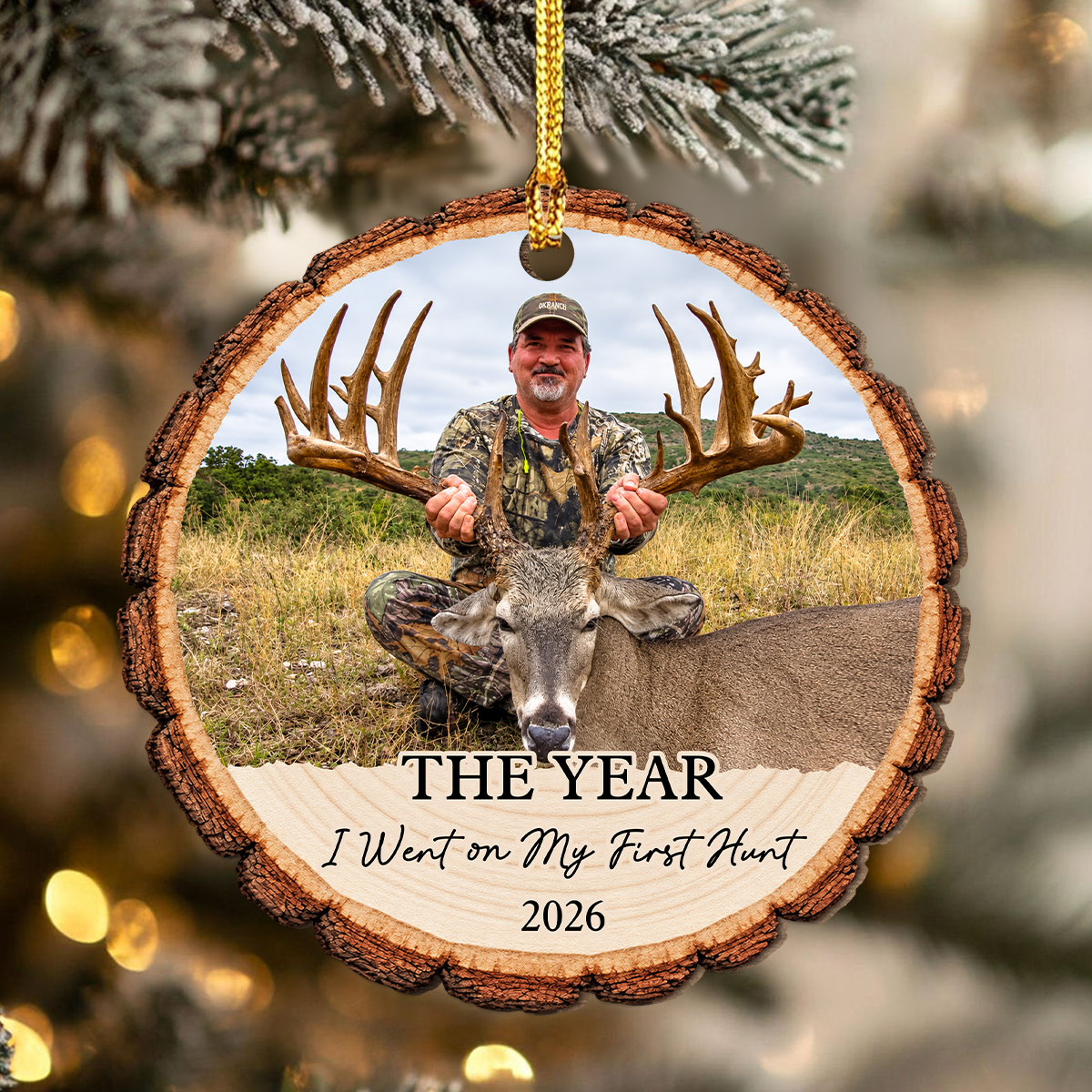 Custom Photo The Year I Went on My First Hunt Wooden Ornament, Personalized Hunting Keepsake TH10 171357