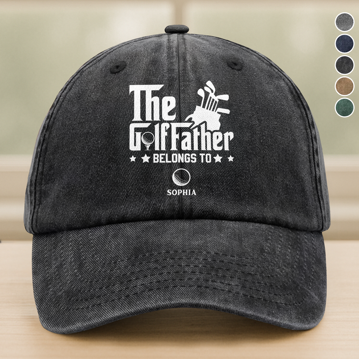 Personalized The Golffather Washed Denim Baseball Cap HA75 897098