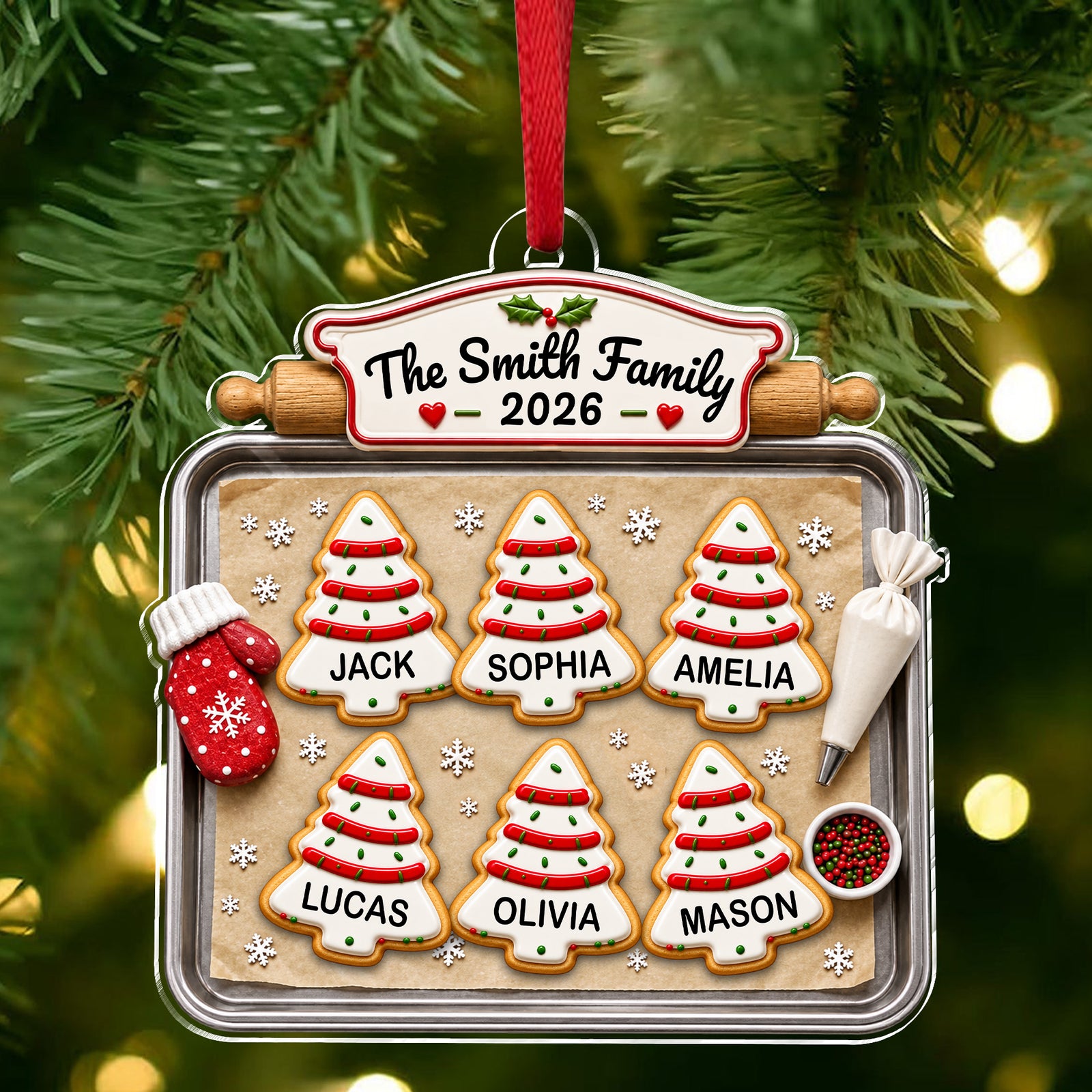 Personalized Family Cookie Baking Tray Christmas Acrylic Ornament TH10 171133