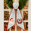 Personalized Monogram Letter Santa Claus Christmas Embroidered Wreath Sash, Festive Holiday Door Decor LM32 670203