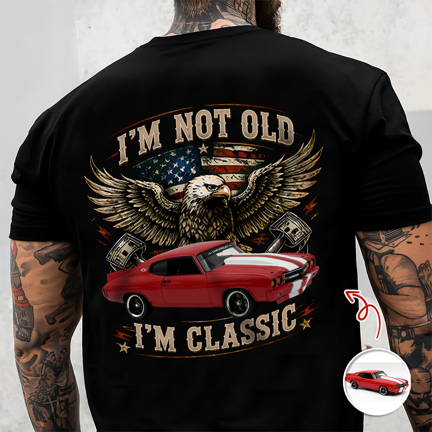 Custom Car Photo I'm Not Old I'm Classic Back Dark Shirt, Personalized Gifts For Dad, Grandpa, Family, Yourself CH07 180012