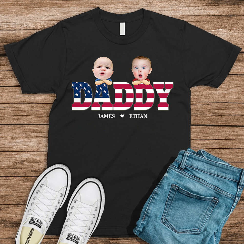 Custom Funny Face American Flag Daddy Family Shirt For Father's Day LM32 893541