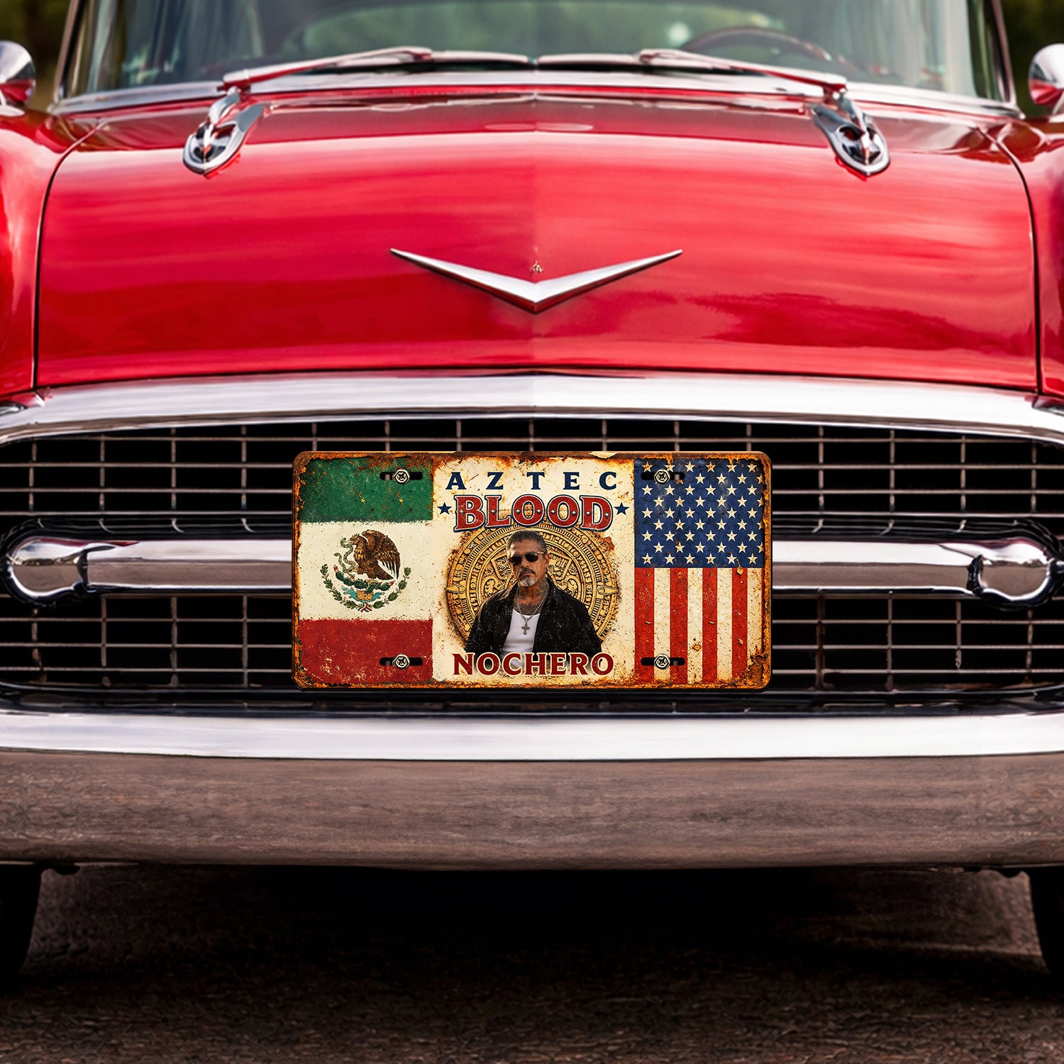 Personalized Aztec Blood Mexican American Pride Vintage License Plate HO82 902112