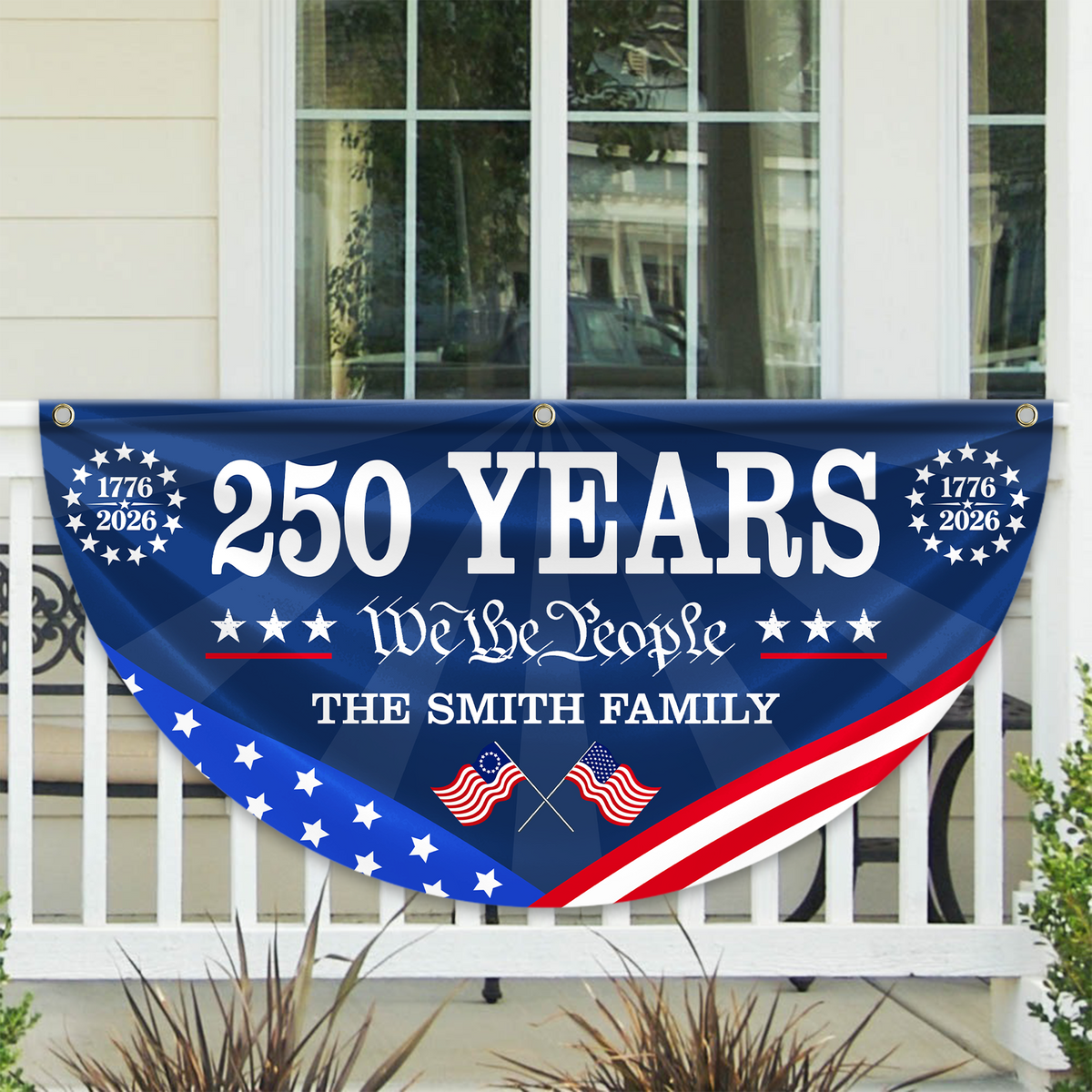 250 Years Of Freedom Custom Family Name Non-Pleated Fan Flag HA75 920912