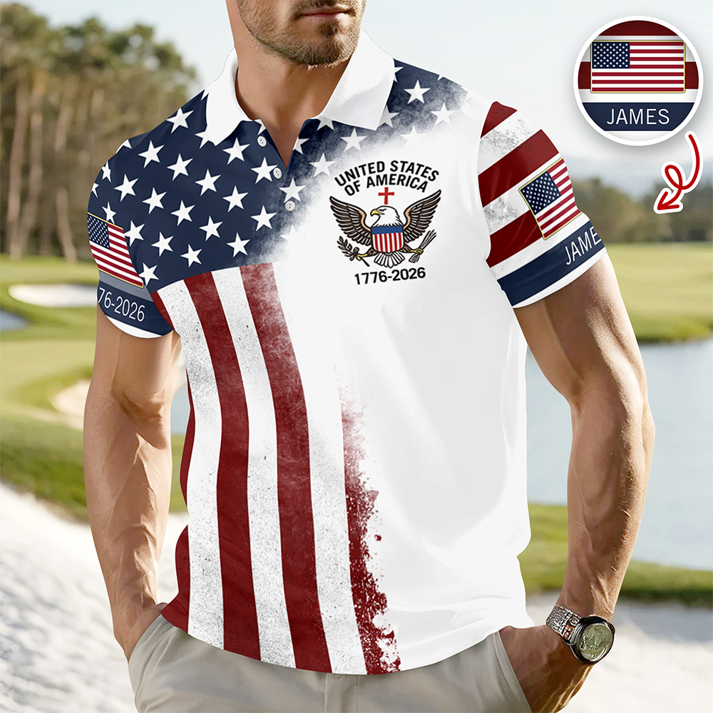 Custom Name 250th United States Of America 1776–2026 Anniversary Patriotic Polo Shirt HO82 901948