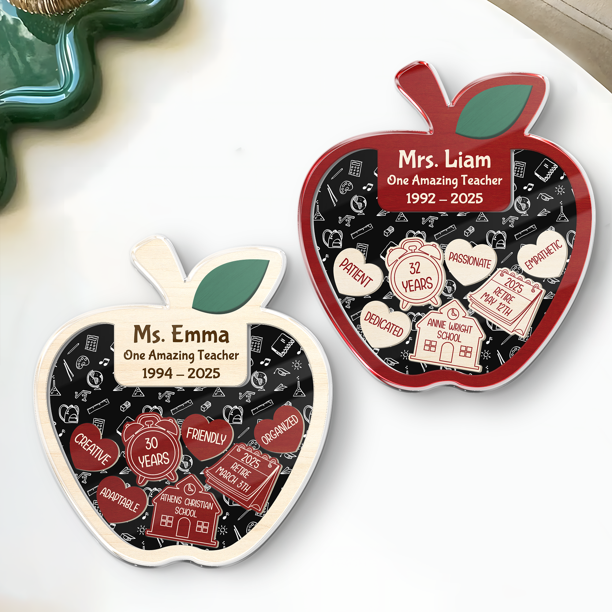 Personalized  Teacher Retirement Acrylic Apple Shaking Magnet Gift From Student HO82 894266
