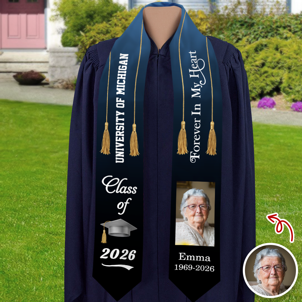Custom Photo Class Of 2026 Forever In My Heart Memorial Stoles TH10 898813