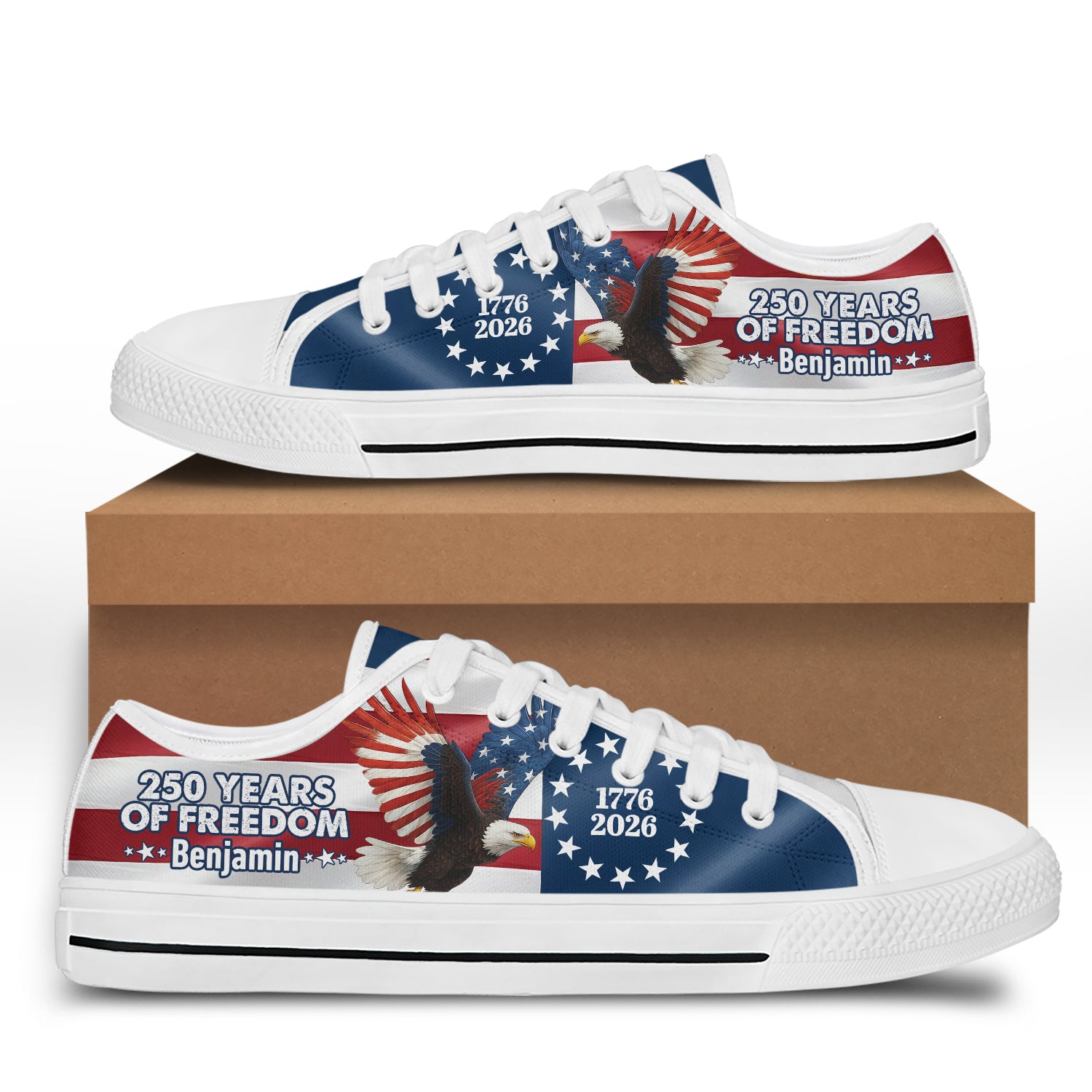 Personalized 250 Years of Freedom 1776–2026 Eagle Canvas Shoes HO82 902116