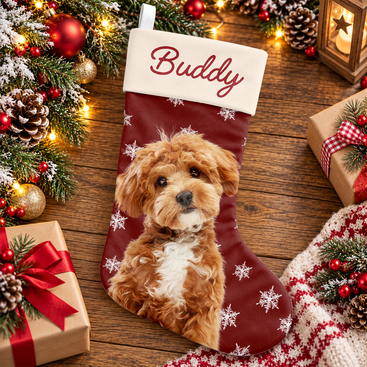 Personalized Dog Photo And Name Christmas Stocking, Holiday Decoration Gift LM32 670479
