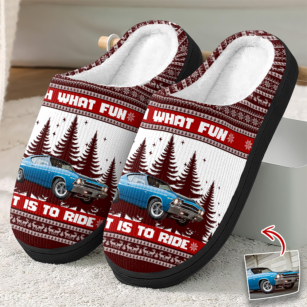 Custom Car Photo Oh What Fun It Is To Ride For Men Slippers Gift For Car Lovers HA75 898142