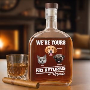 Custom Dog Cat Photo No Returns Or Refunds Funny Whiskey Bottle Gift For Dog Cat Lovers CH07 896004