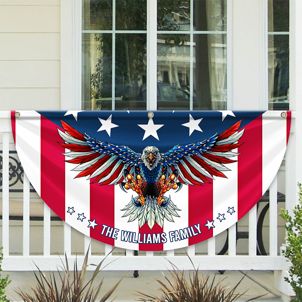 Custom Family Name American Flag Patriotic Eagle American Non-Pleated Fan Flag HA75 898788