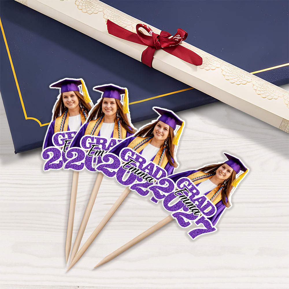 Custom Photo Glitter Graduation Class Of 2026 Cupcake Topper LM32 899137