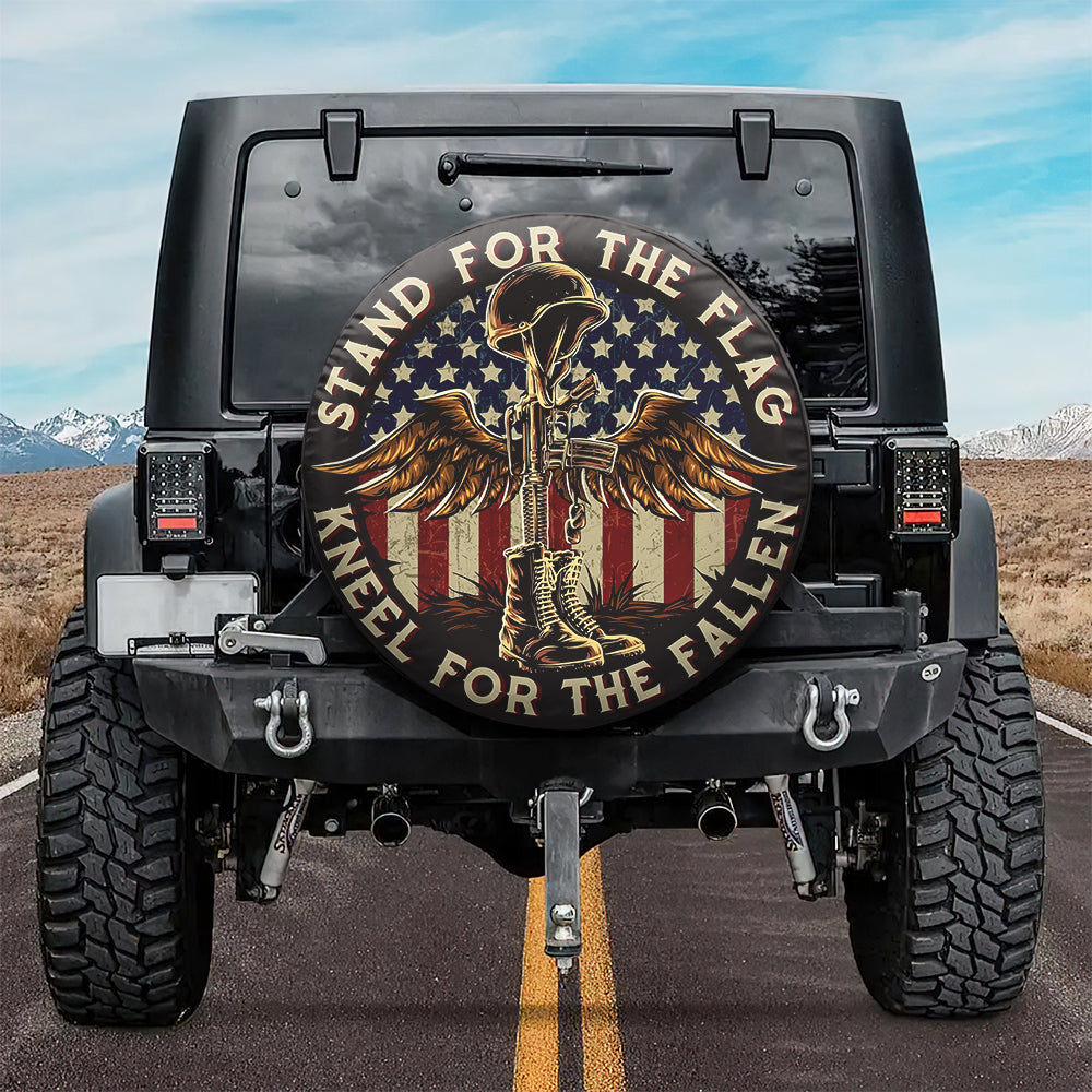 Stand For The Flag Kneel For The Fallen Patriotic With US Flag Tire Cover HO82 901026