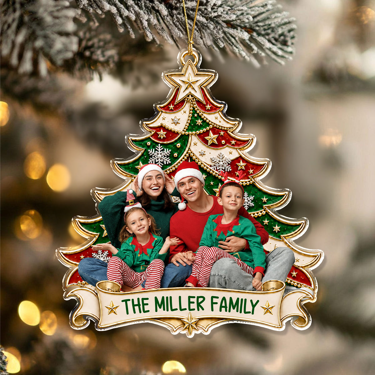 Custom Photo Christmas Tree Family Acrylic Ornament HO82 903404