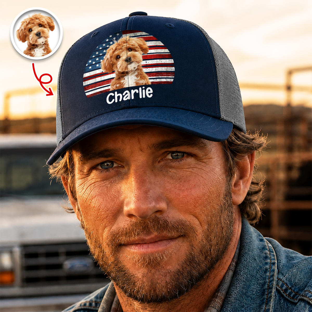 Custom Dog Cat Photo Retro Vintage Trucker Hat TH10 170265