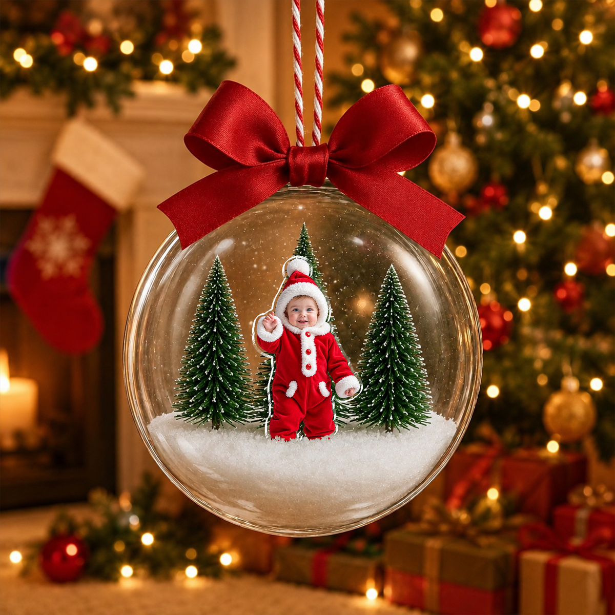 Custom Baby Photo Christmas 3D Acrylic Ball Ornament CH07 180592