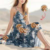Custom Dog Photo Maxi Dress – Personalized Dog Photo Tropical Summer Dress CH07 911022