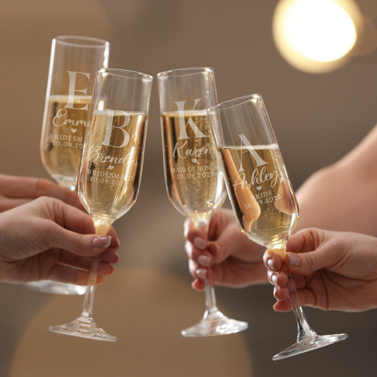 Personalized Champagne Flutes Glass For Bachelorette, Wedding, Bridesmaid Party LM32 899817