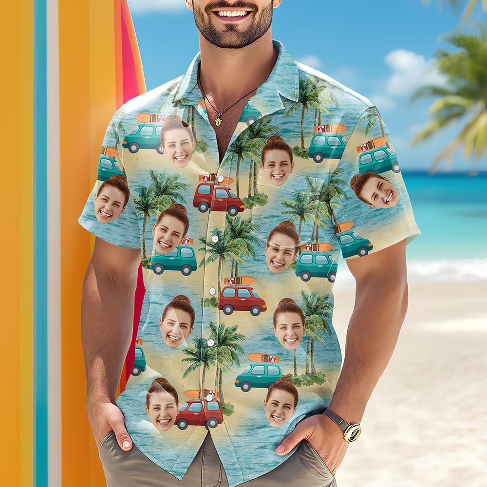 Custom Cute Face Island Vacation Summer Vibe Hawaiian Shirts LM32 893487