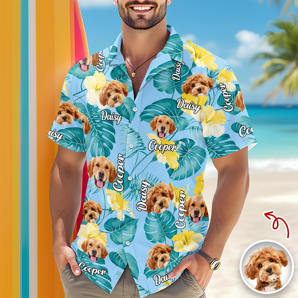 Custom Pet Face Photo Tropical Hawaii Shirt For Pet Lovers TH10 169491