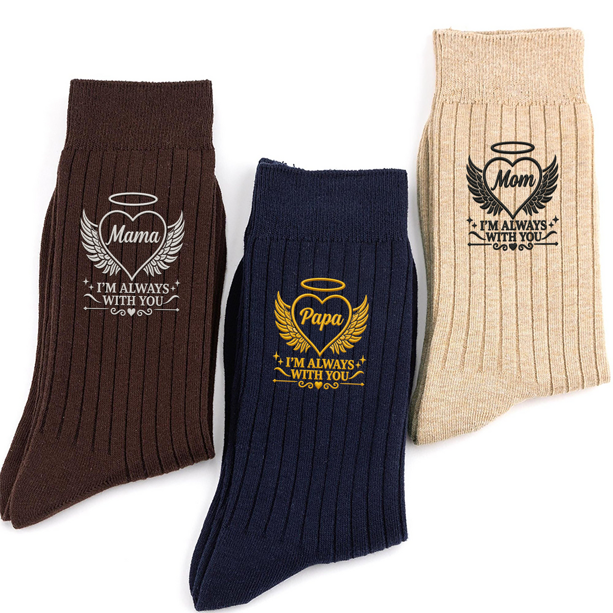 Personalized I’m Always With You Embroidered Socks, Custom Memorial Gift, Comfort Keepsake For Loved Ones TH10 170985