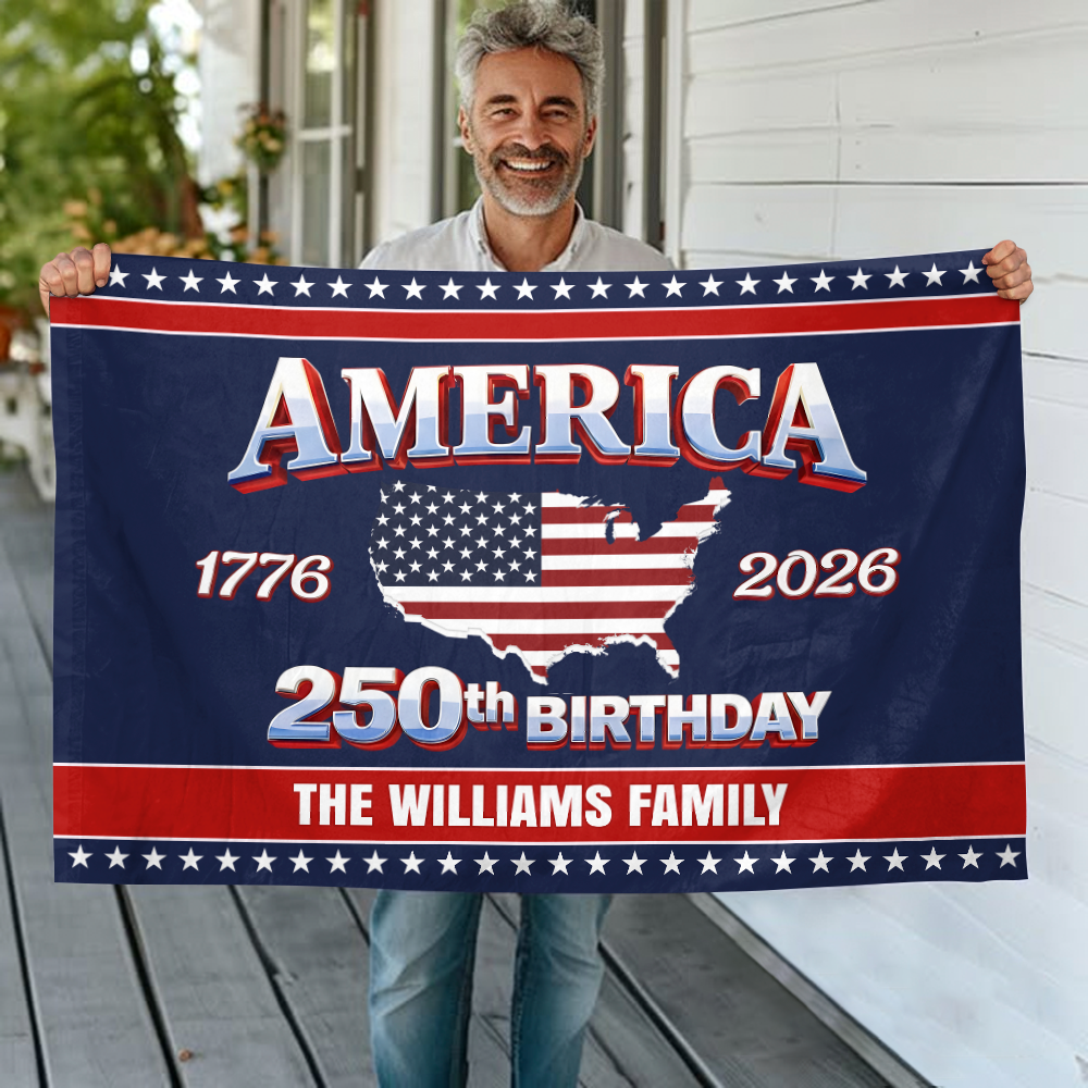 Custom Name 250th Anniversary USA House Flag HO82 901192