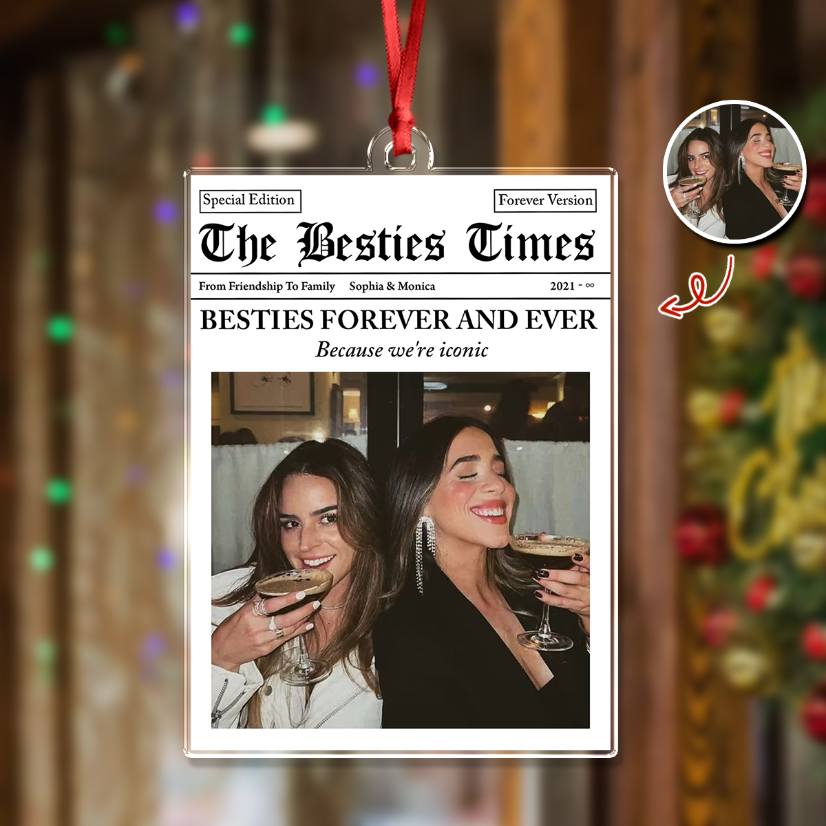 Custom Photo Besties Forever And Ever Acrylic Ornament Christmas Gift For Besties HO82 894726