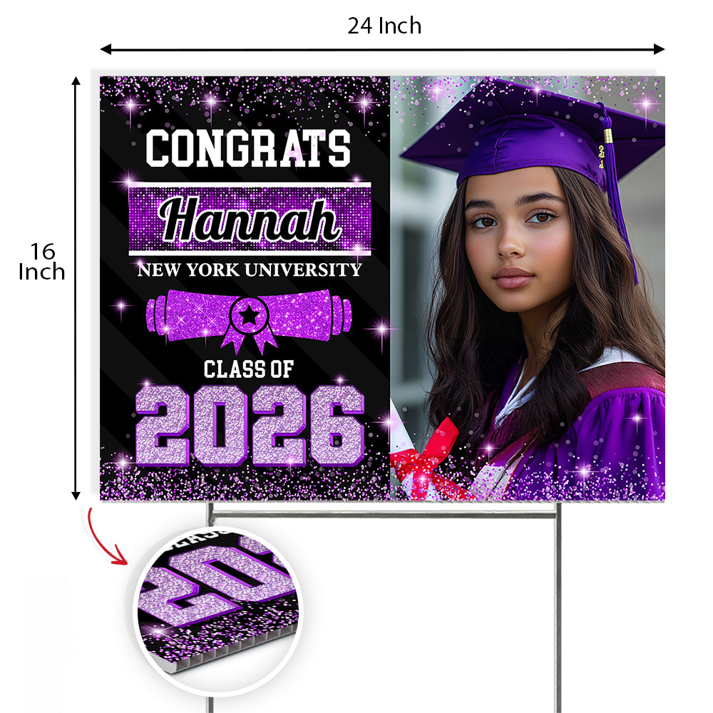 Custom Photo Congrats Class of 2026 Graduation Yard Sign CH07 910734