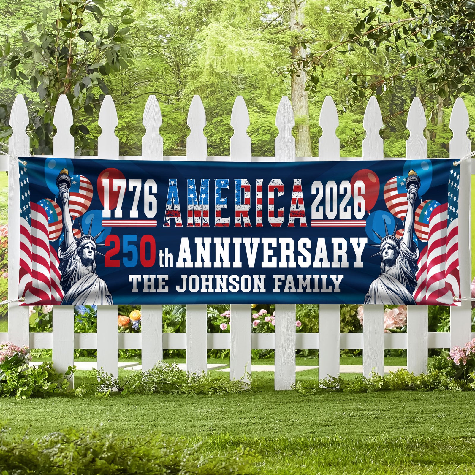 Custom Family Name USA 250th Anniversary 1776-2026 Banner HO82 901584