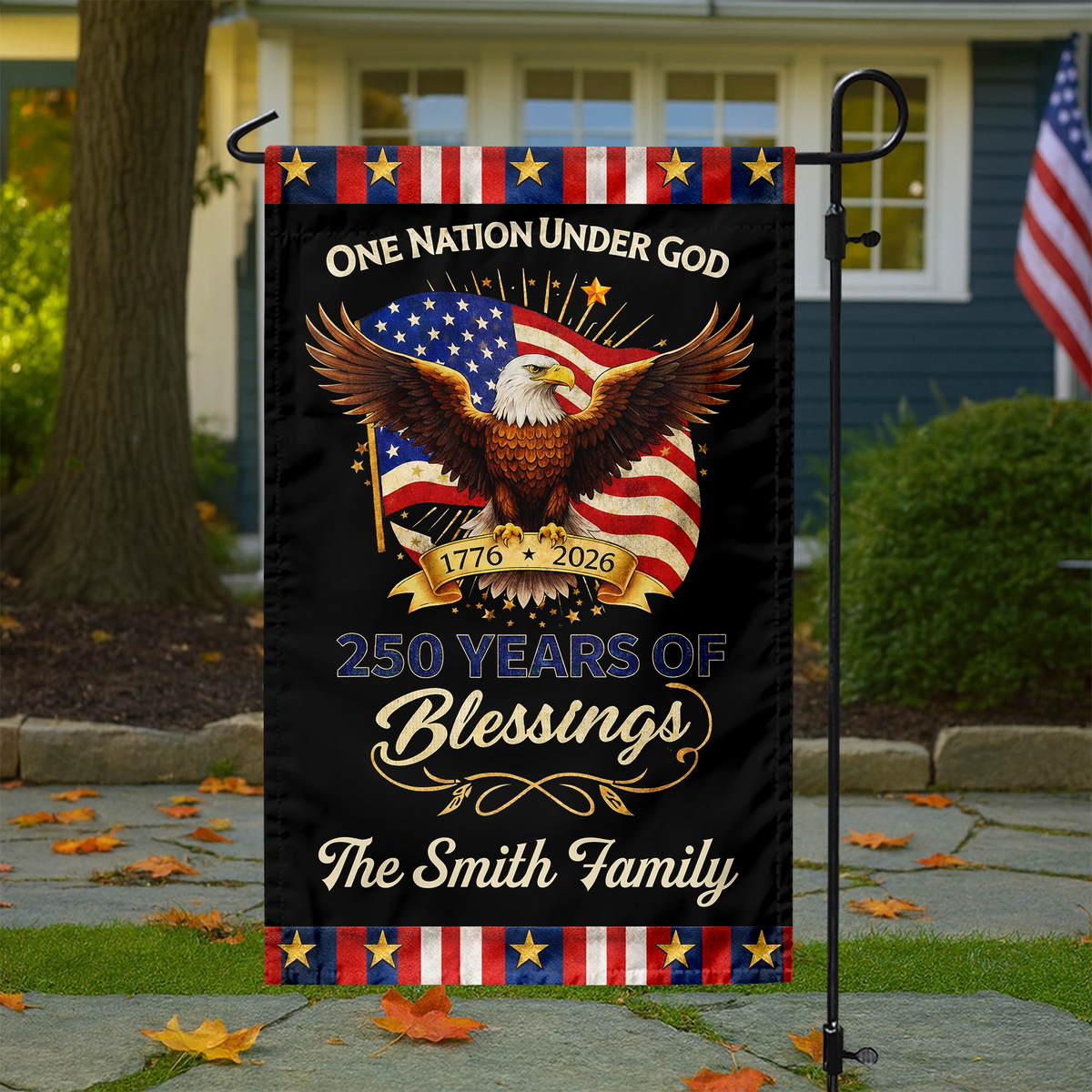 Custom Family Name One Nation Under God 250 Years Of Blessings Garden Flag TH10 169025