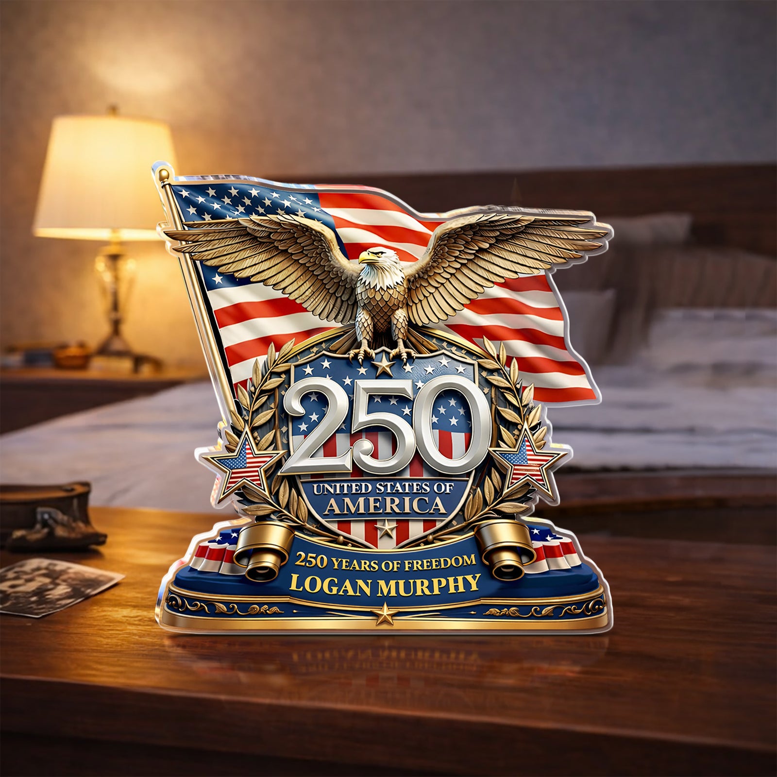 Personalized America 250th Anniversary Patriot Eagle Acrylic Block Plaque - Patriotic Memorial Decor HO82 901904