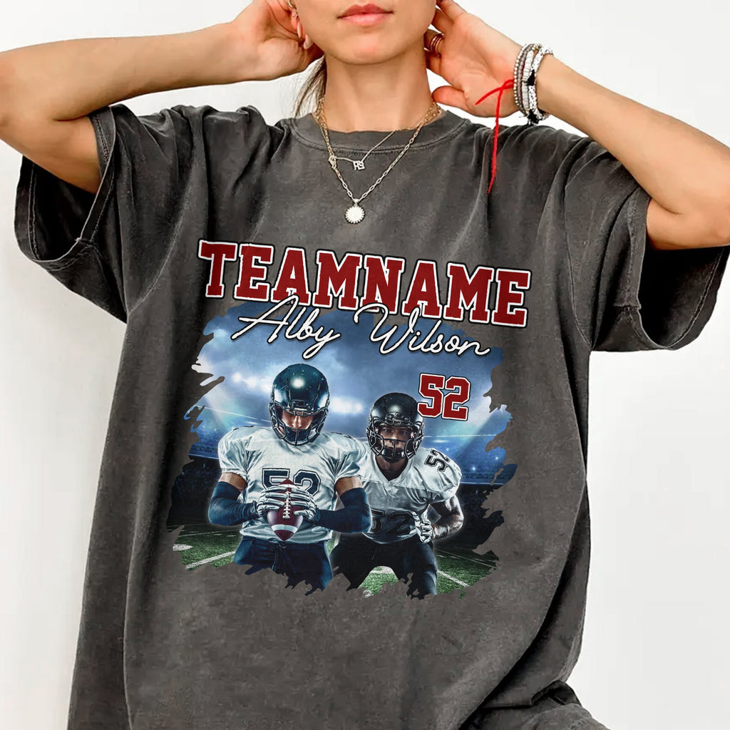Custom Photo Bootleg Rap Tee Football Comfort Shirt - GeckoCustom