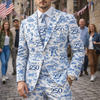 America 250th Anniversary Toile De Jouy Style Men's Suit HO82 901676