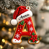 Custom Initial Name Santa Hat Wooden Ornament Christmas Tree Decoration, Holiday Gift LM32 670093