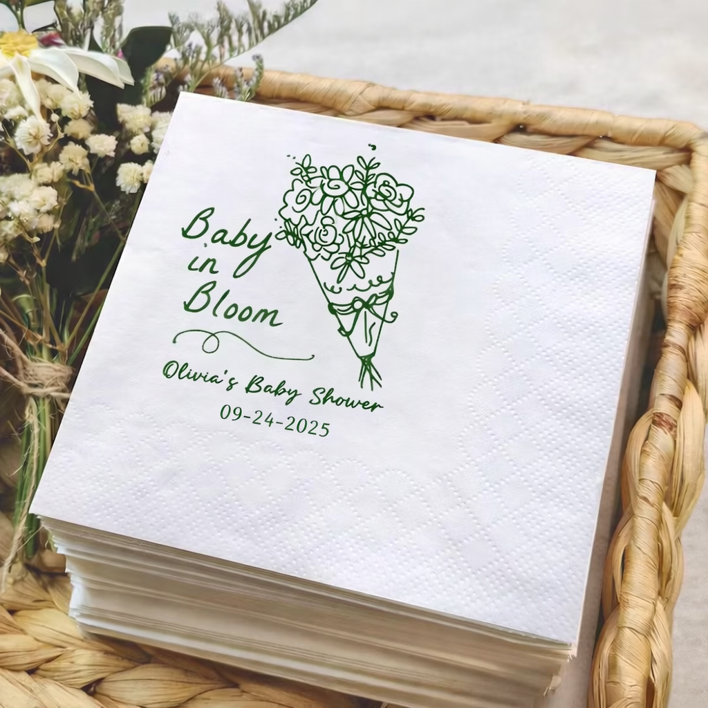 Personalized Baby Name Floral Baby in Bloom Party Beverage Cocktail Napkins LM32 899823