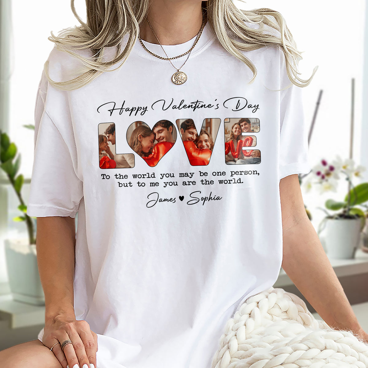 Custom Photo To Me You Are The World Valentine White Shirt For Couple TH10 896967